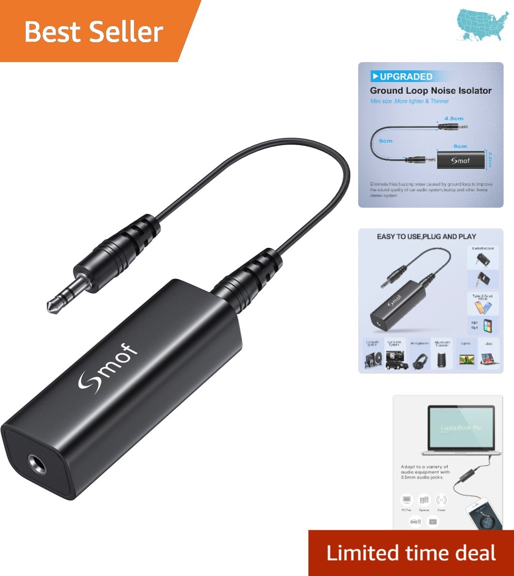 Upgraded Ground Loop Noise Isolator - Eliminate Buzzing for Car Audio & Home Use
