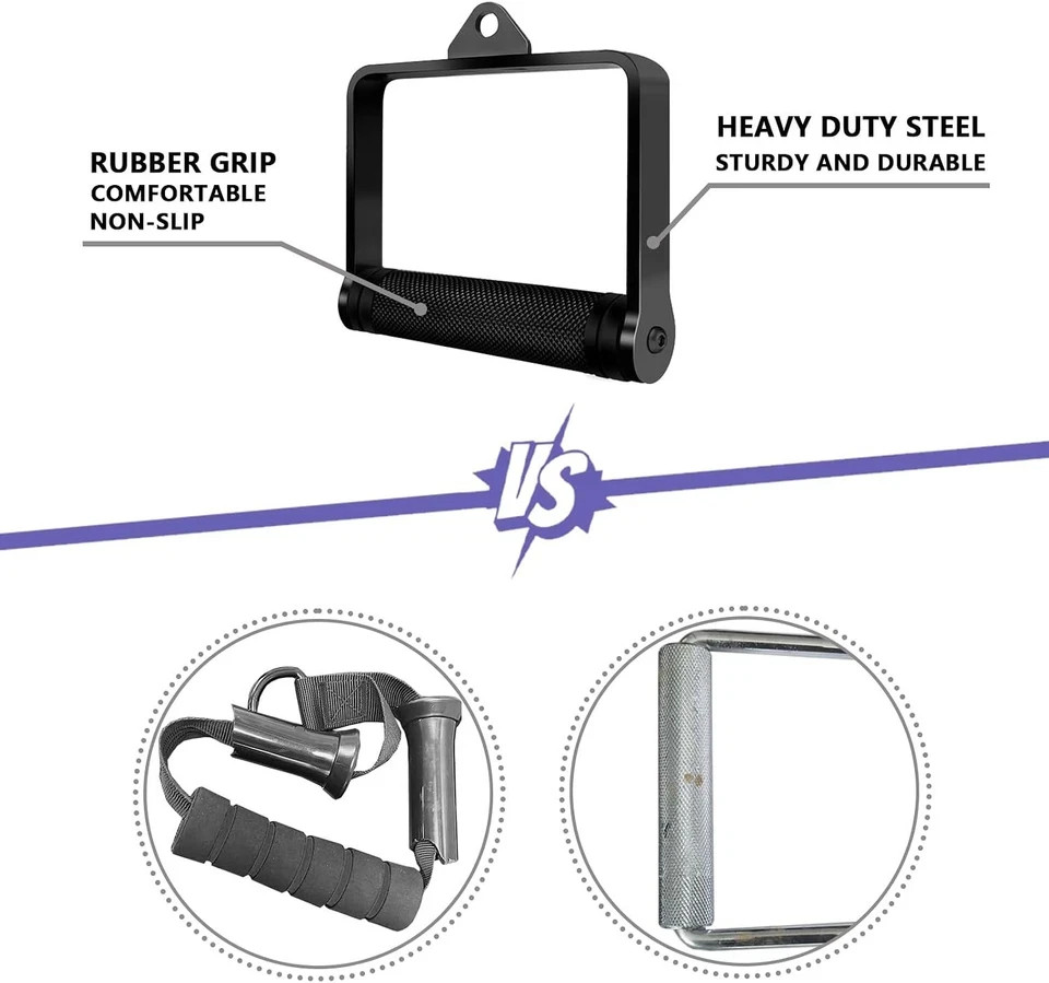 D Handle Cable Machine Attachment for Weight Workout LAT Pull Down Attachment...