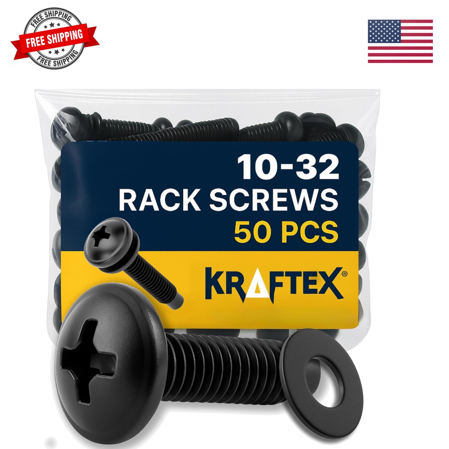 10-32 Rack Screws 50-Pack - Versatile Server Rack Accessories for Network Cab...