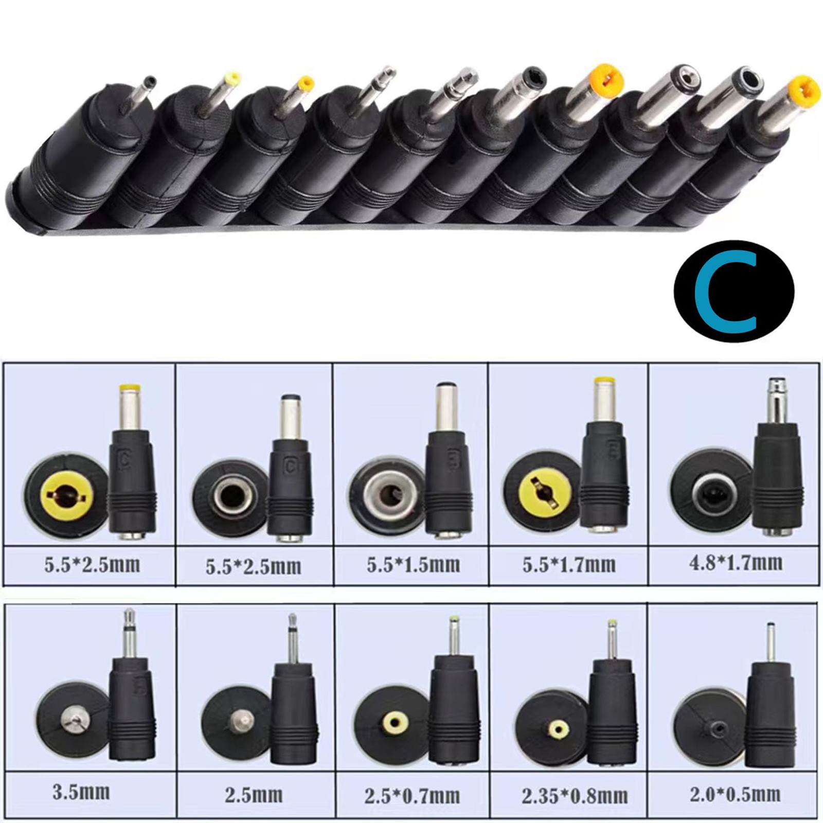 minidodoca Laptop DC Power Adapter Kits 41 41 Values Plug Kit, Black
