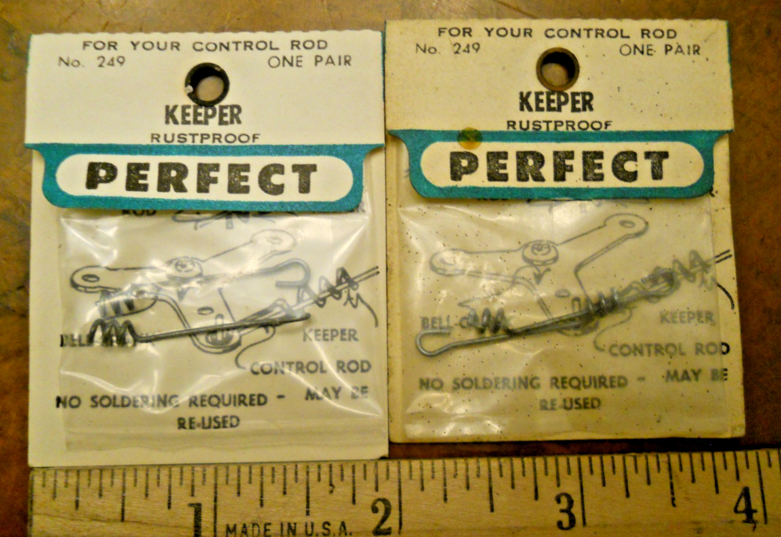 PERFECT MODEL AIRPLANE PARTS #249 KEEPER, 2 PKGS, (NEW OLD STOCK)