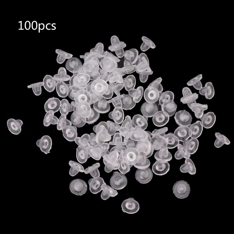 100 Pcs Clear Anti-Pain Rubber Clip On Earring Super Soft Silicone Cushion Pads