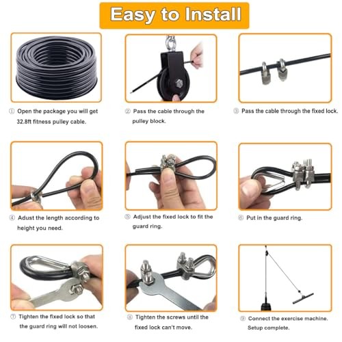 Fitness Pulley Cable,Replacement Cable Machine Accessories for DIY Home 65.6Ft