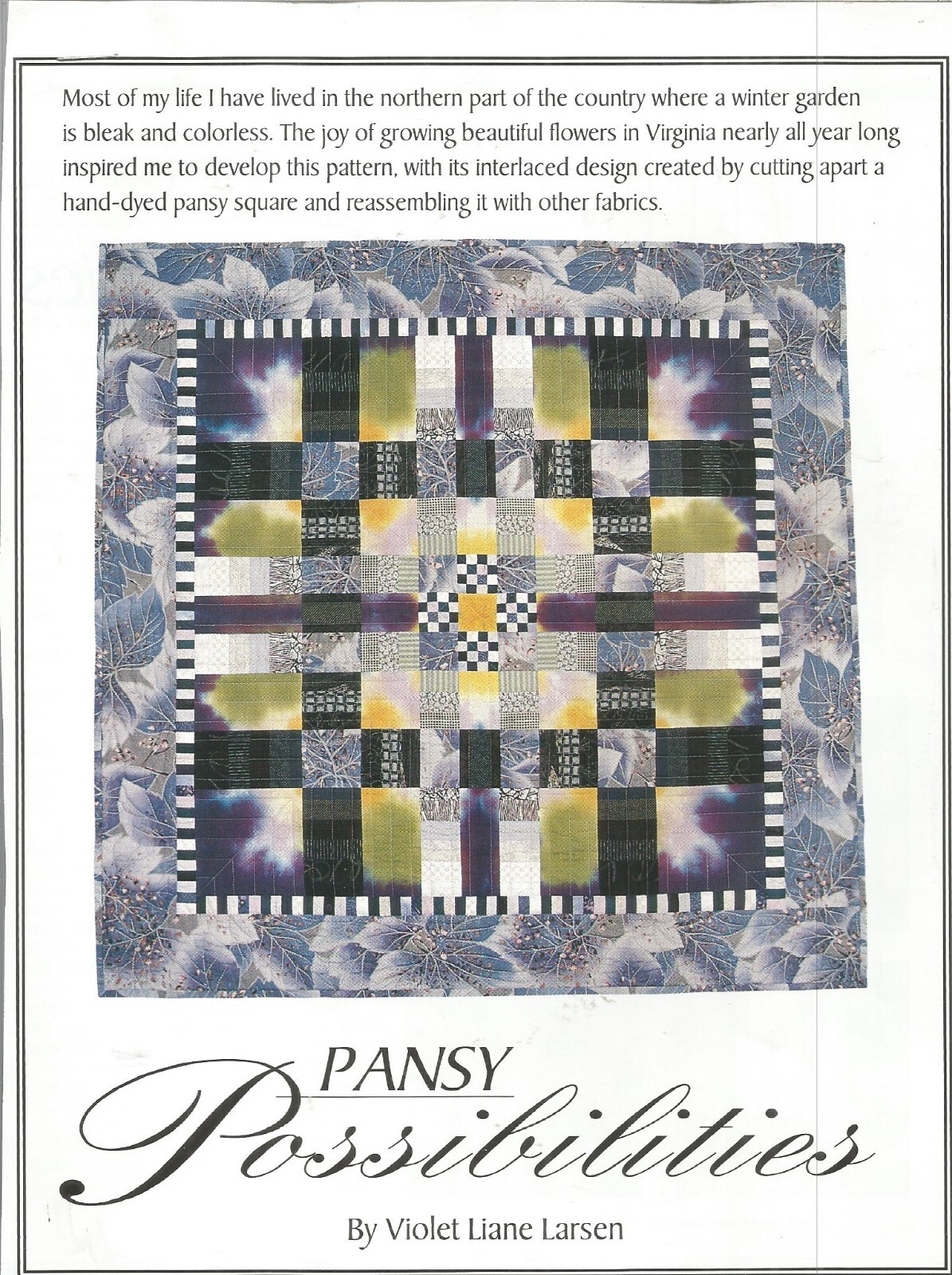 E0243  PANSY POSSIBILITIES WALLHANGING  QUILT PATTERN/INSTRUCTIONS
