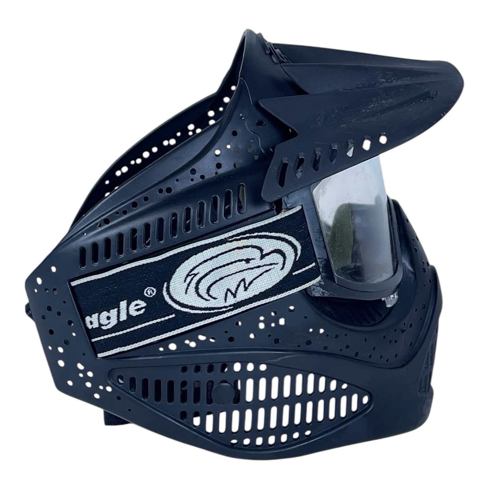 Brass Eagle Paintball Mask Black Full Face Goggles with Visor – Clean