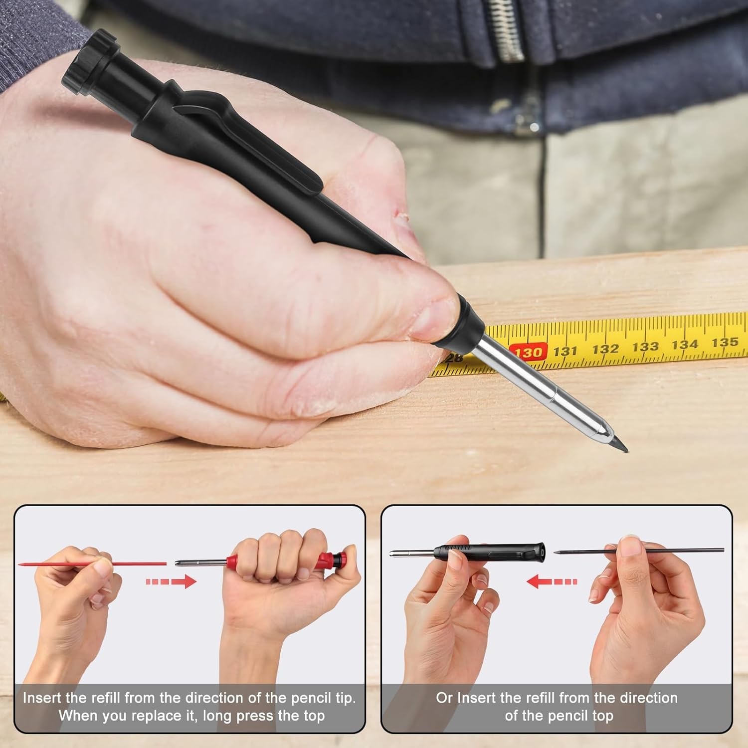 2 Pack Carpenter Construction Pencils Mechanical Pencils with 12 Refills,.