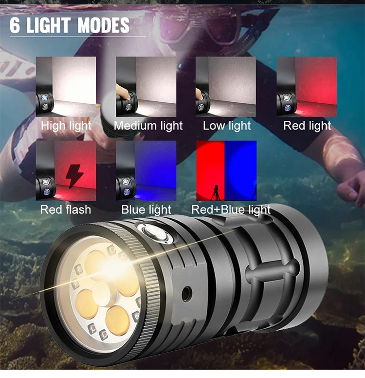 Special Strong Light Flashlight Diving Underwater Diving Photography Light