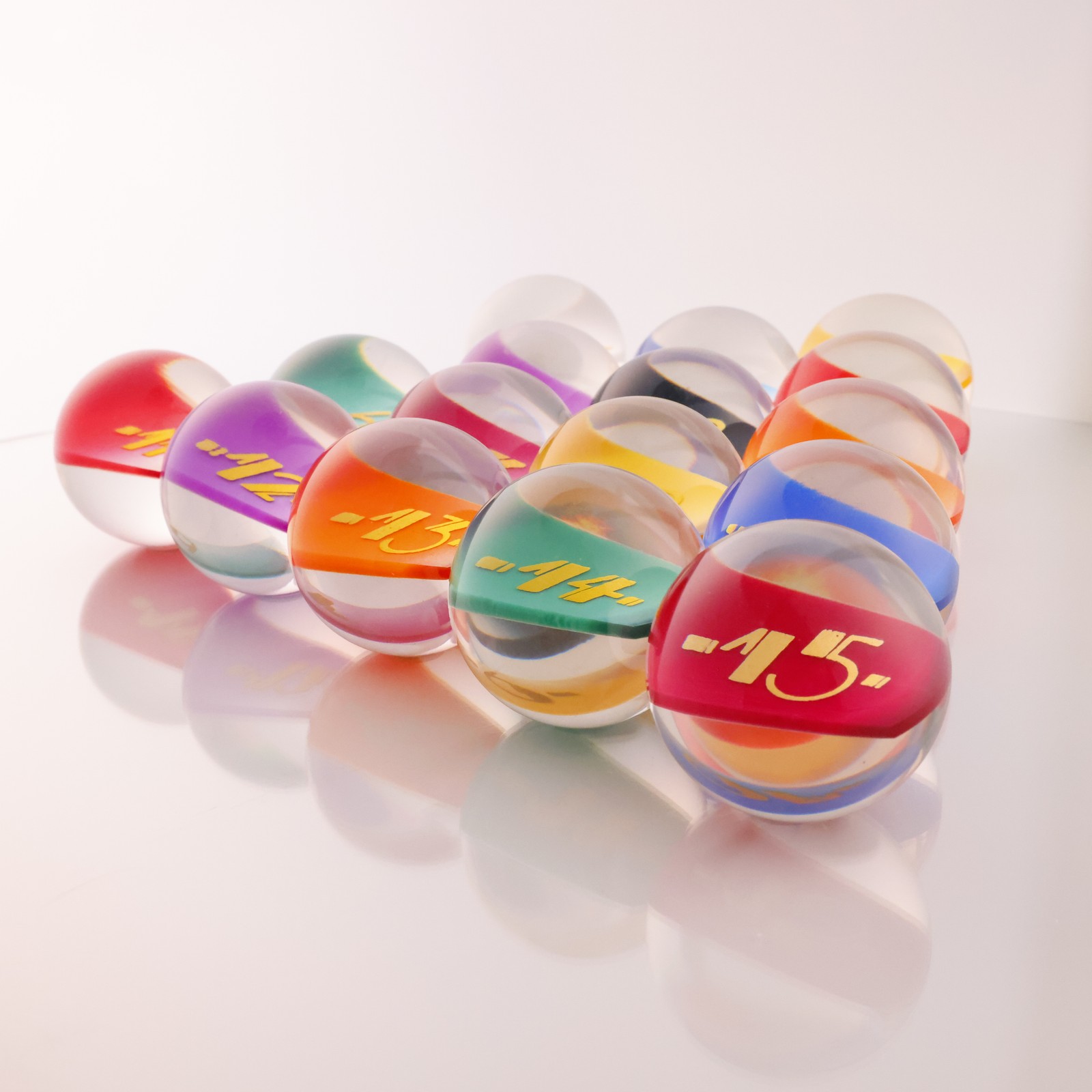 Clear Pool Billiards Balls Set SRS - Full Set 2-1/4 in. Transparent w Gold Print