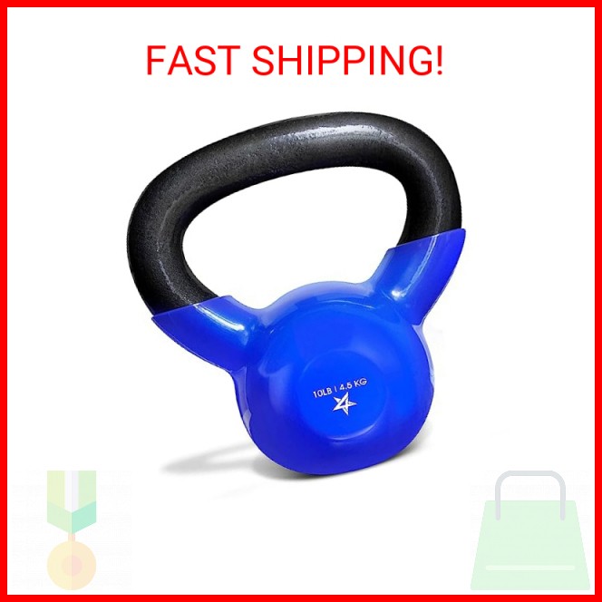Yes4All Kettlebell, 10 lb Vinyl Coated Cast Iron Strength Training Kettlebells f