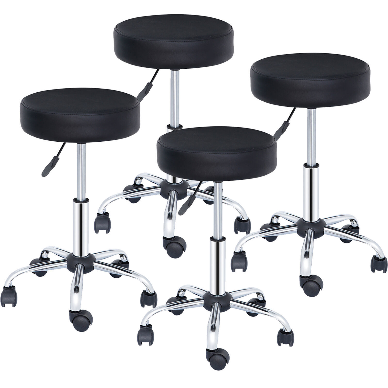 Adjustable Salon Stools Backless Spa Chairs Metal Frame Soft Cushion Durable