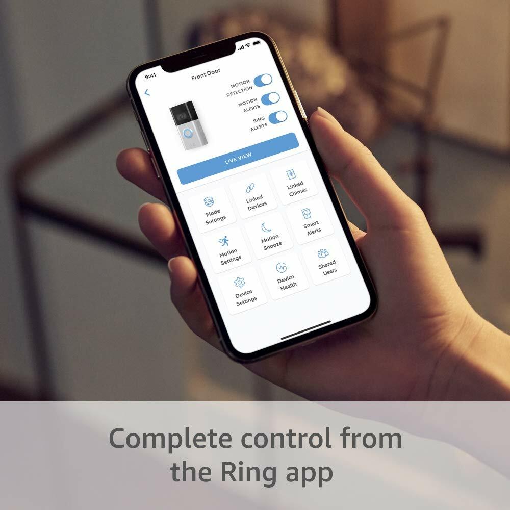 Ring Video Doorbell 3 Plus 1080p HD improved motion detection, 4-second Previews
