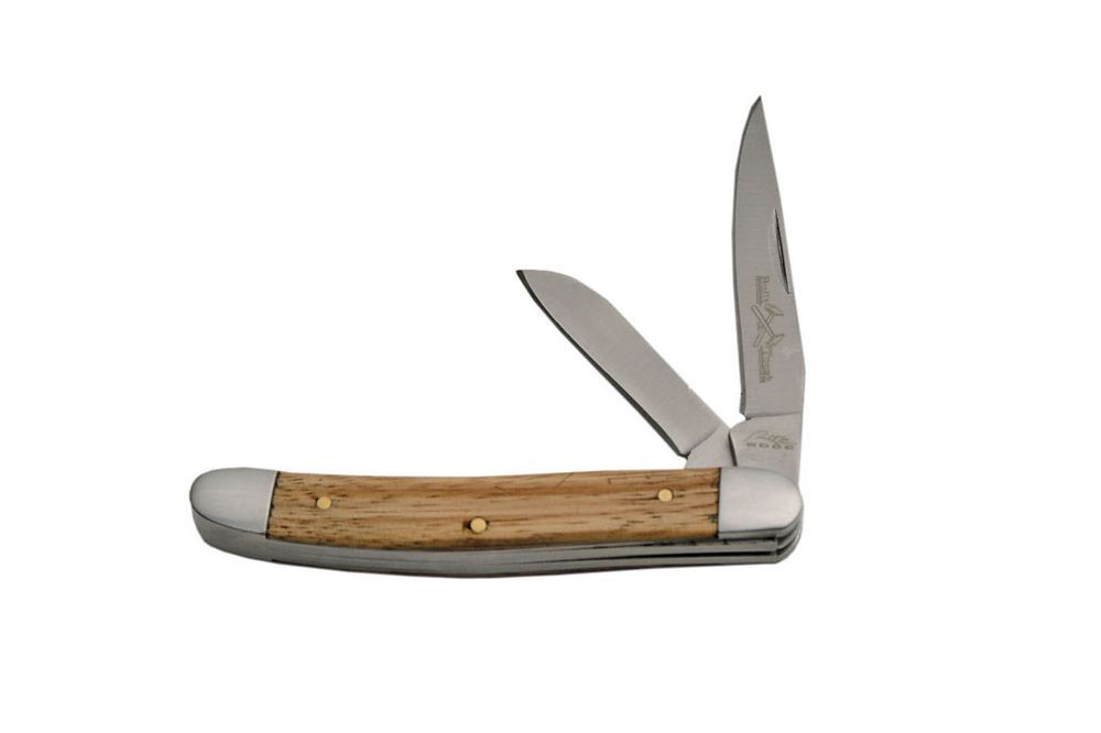 FOLDING POCKET KNIFE | 6" Rite Edge Classic Light Brown Wood 2 Blade