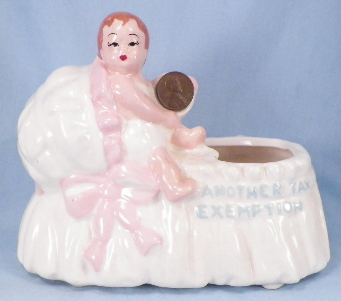 Baby Girl Planter Another Tax Deduction 1964 Penny Basinet Ceramic Cute Vintage