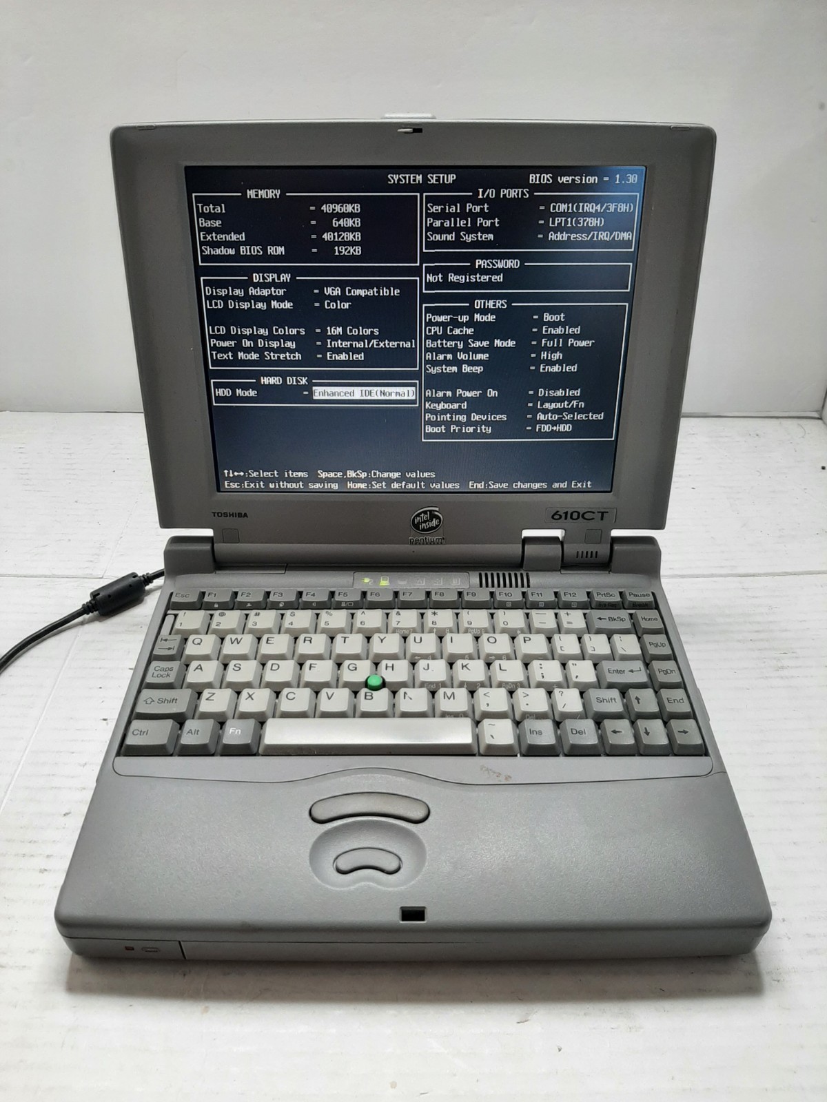 Toshiba Portege 610CT Vintage Laptop 40MB RAM NO HDD BOOTS! #97
