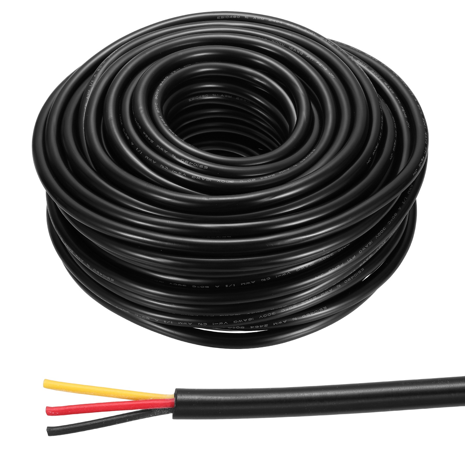 18AWG Electrical Wire 3 Conductors UL2464 Tinned Copper 200FT Low Voltage Black
