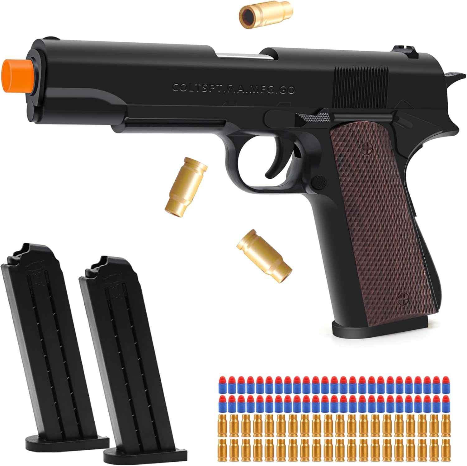 Spielzeugpistole mit 50 Schaumstoffkugeln, Soft Bullet Woodgrain Black