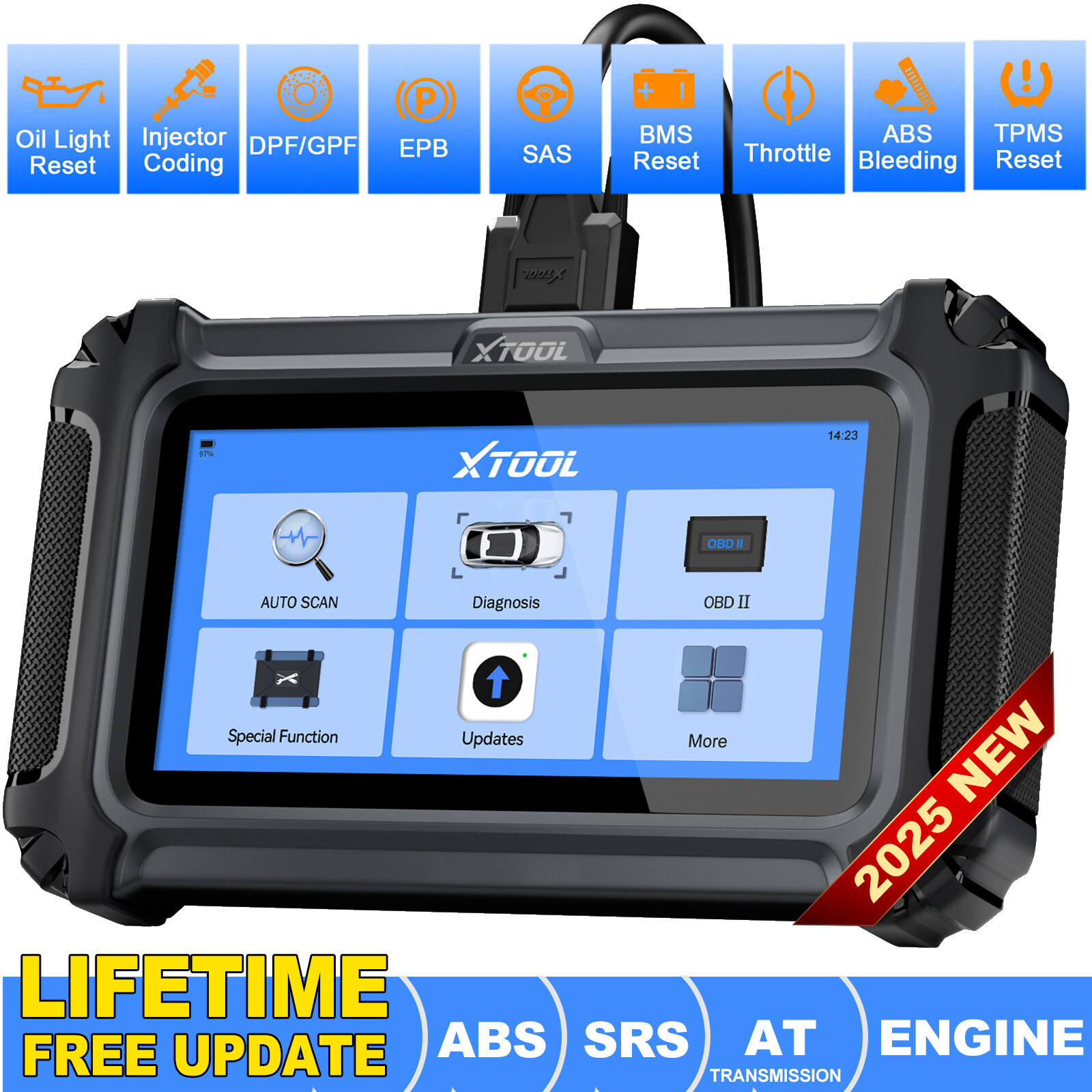 NEW XTOOL D5 Car OBD2 Scanner TCM ABS SRS Engine Code Reader Diagnostic Tool FCA