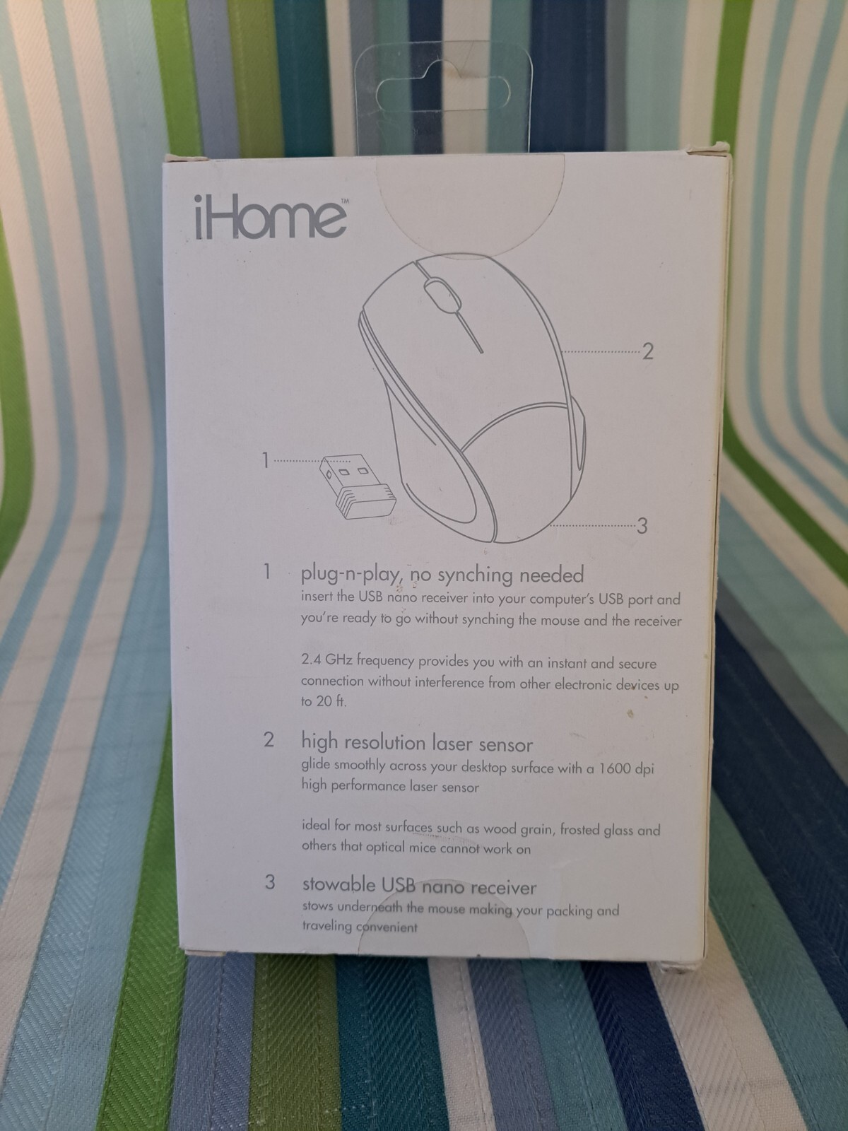 iHome Wireless Laser Notebook Mouse Susan G. Komen White & Silver NIB BIN06