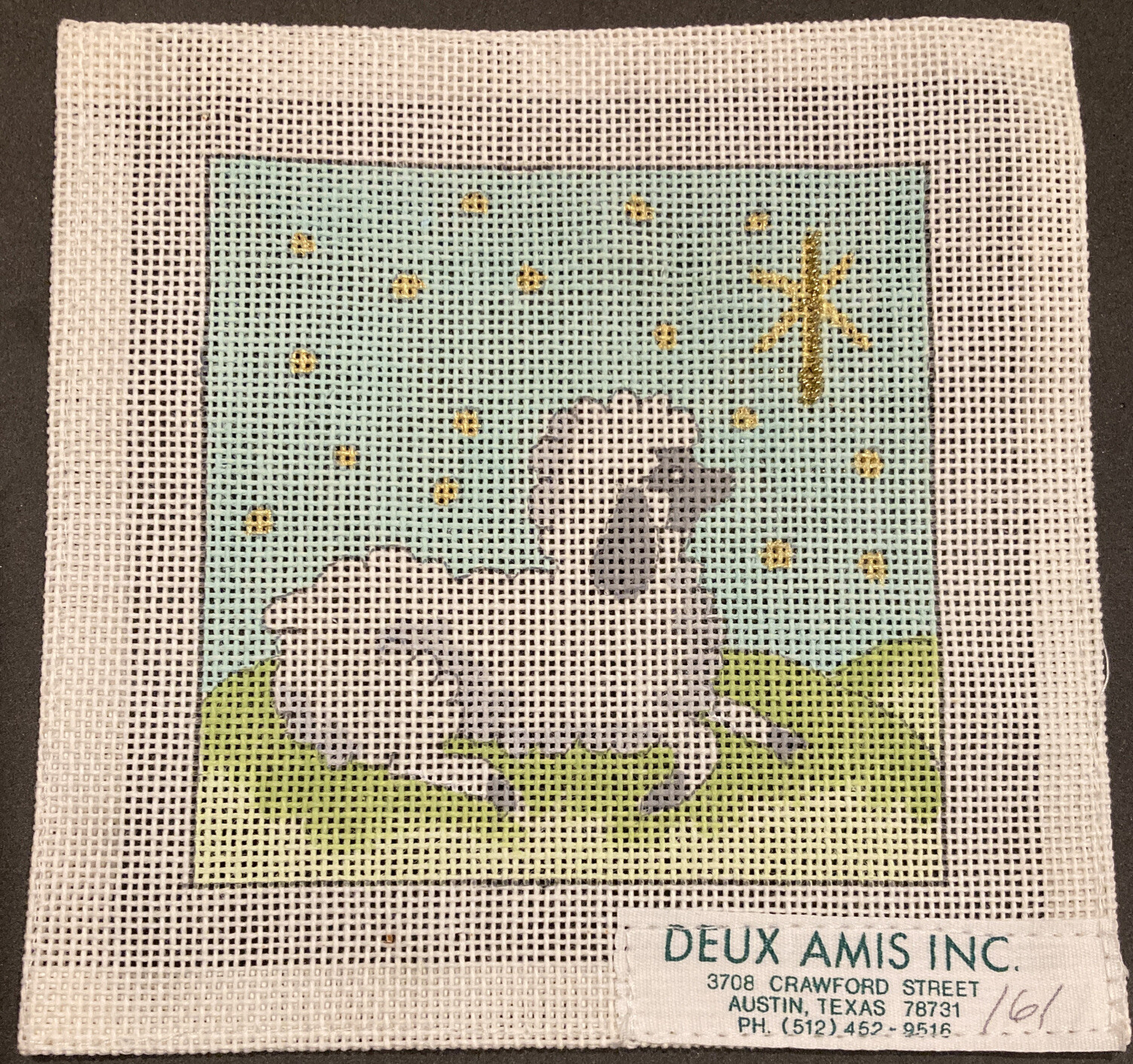 Deux Amis Lamb Sheep Hand painted Needlepoint Canvas Lying Down Square Star 18ct