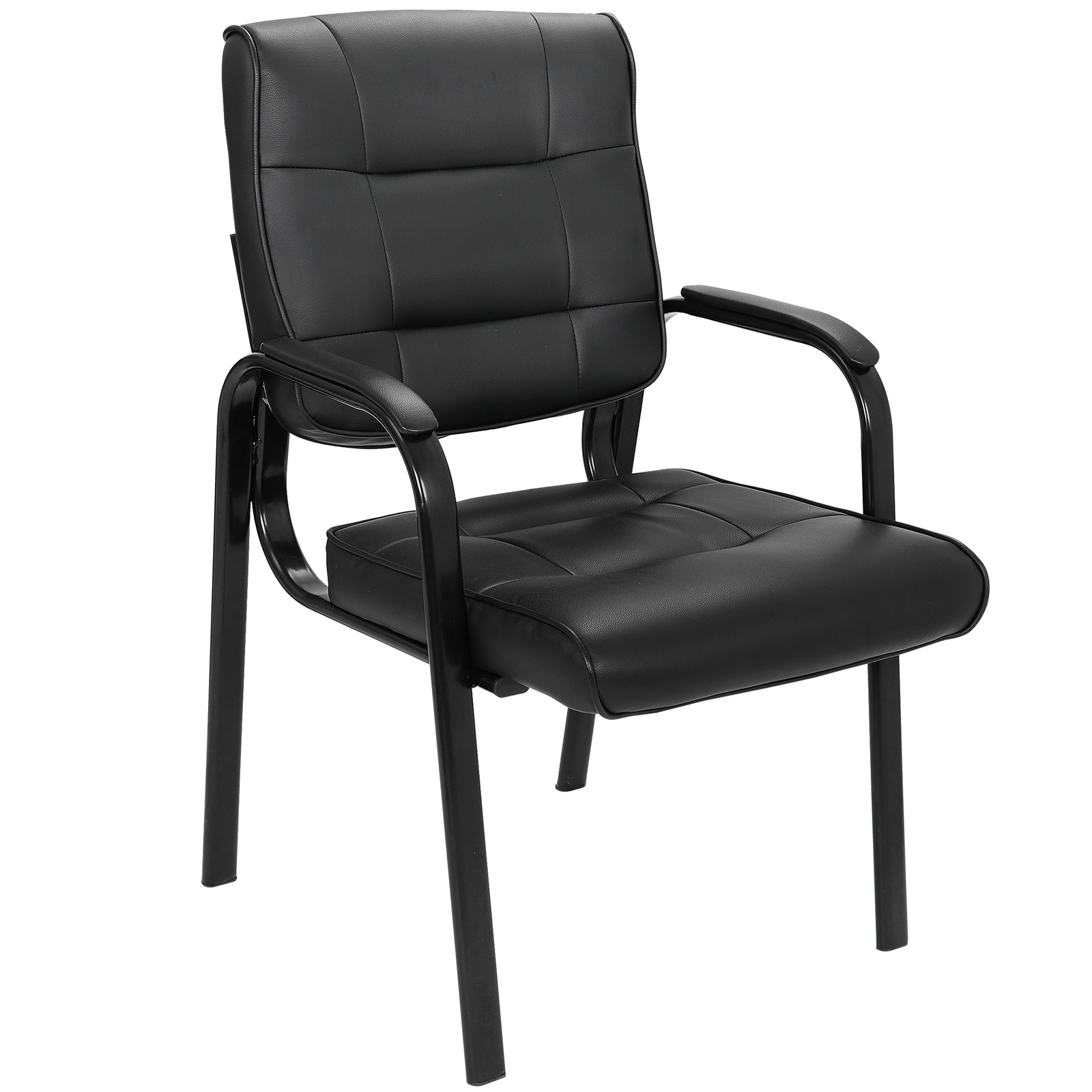 Office Guest Chair Leather Executive Reception Wating Room Chair W/ Metal Frame