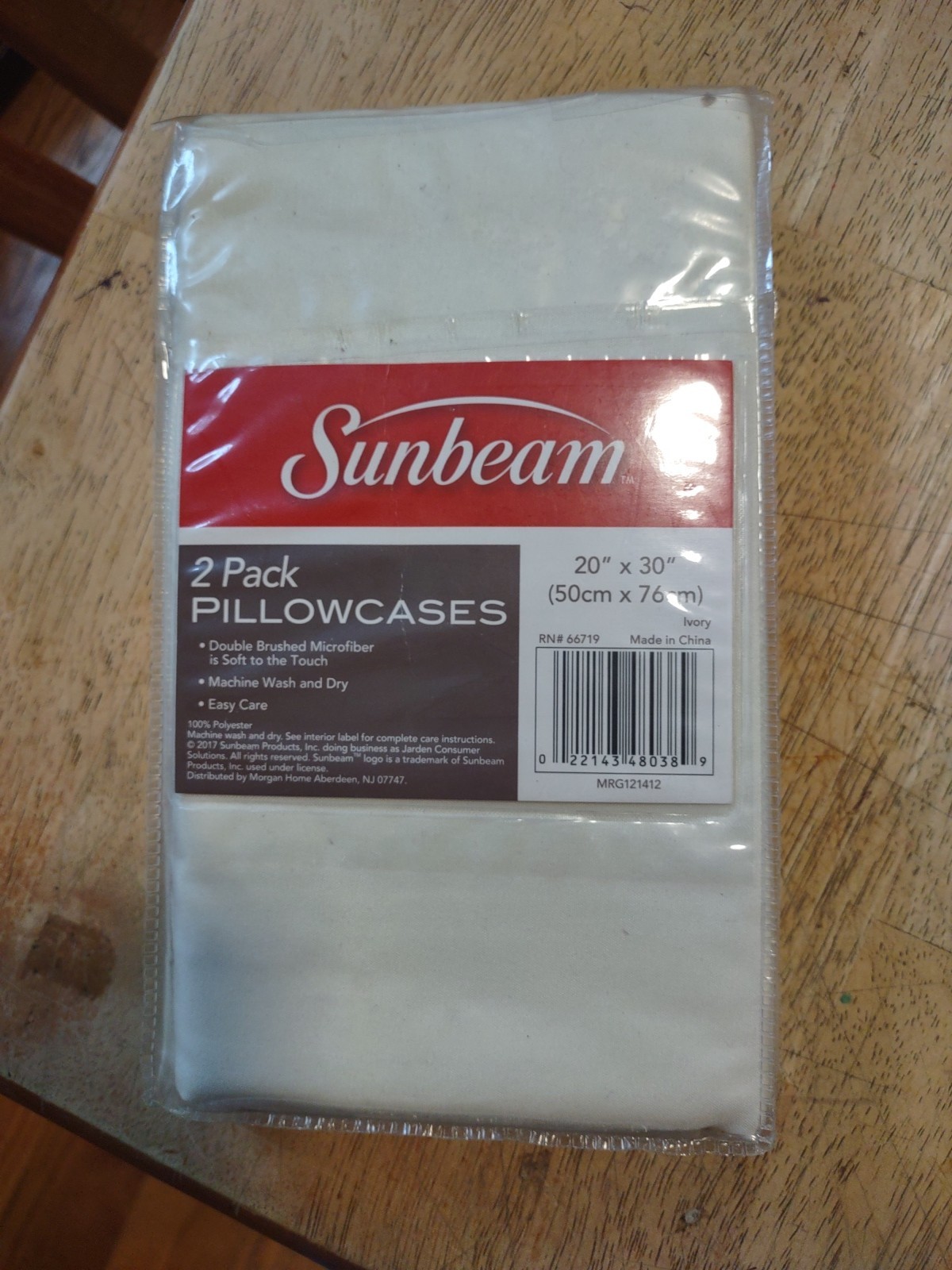 NEW Sunbeam 2 Pack Pillowcases 20" X 30" Off White