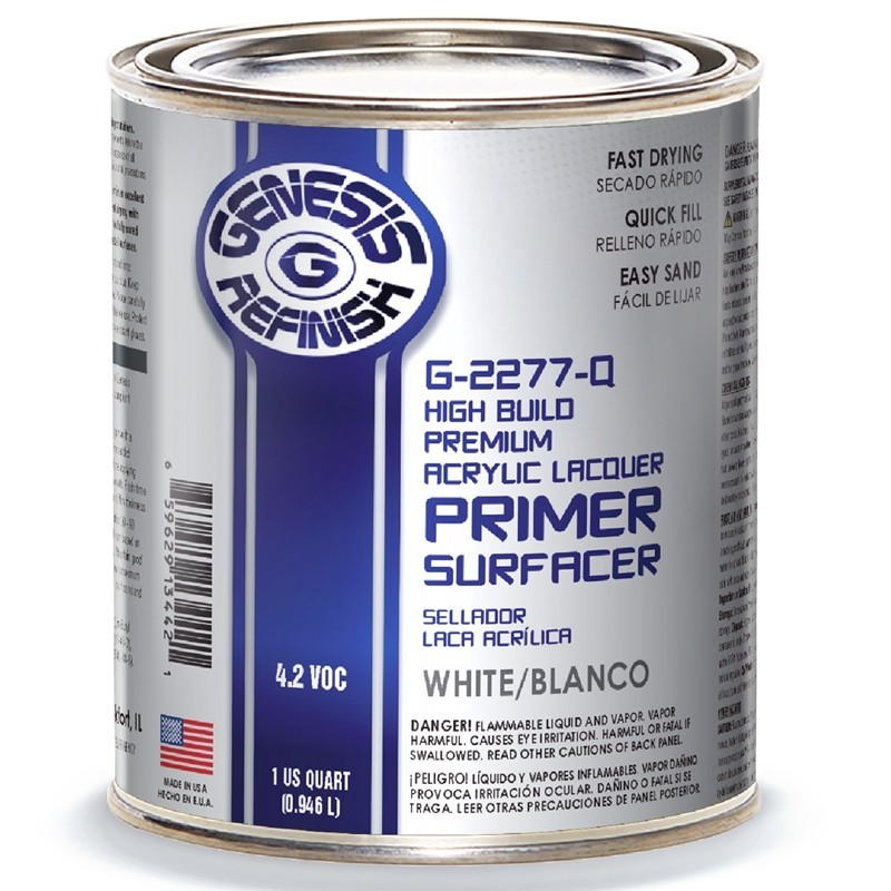 GENESIS REFINISH G-2277 HIGH BUILD WHITE LACQUER PRIMER QT. - FREE SHIPPING!