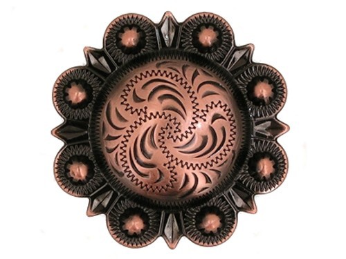 Western Equestrian Tack Decor Black Copper Engraved 5/8" HATBAND Concho's (6)