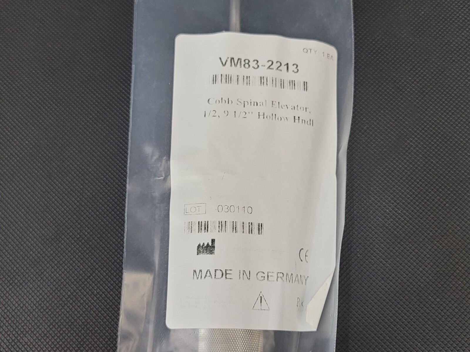 V. Mueller Cobb Spinal Elevator 1/2" 9-1/2" Hollow Handle VM83-2213 Germany