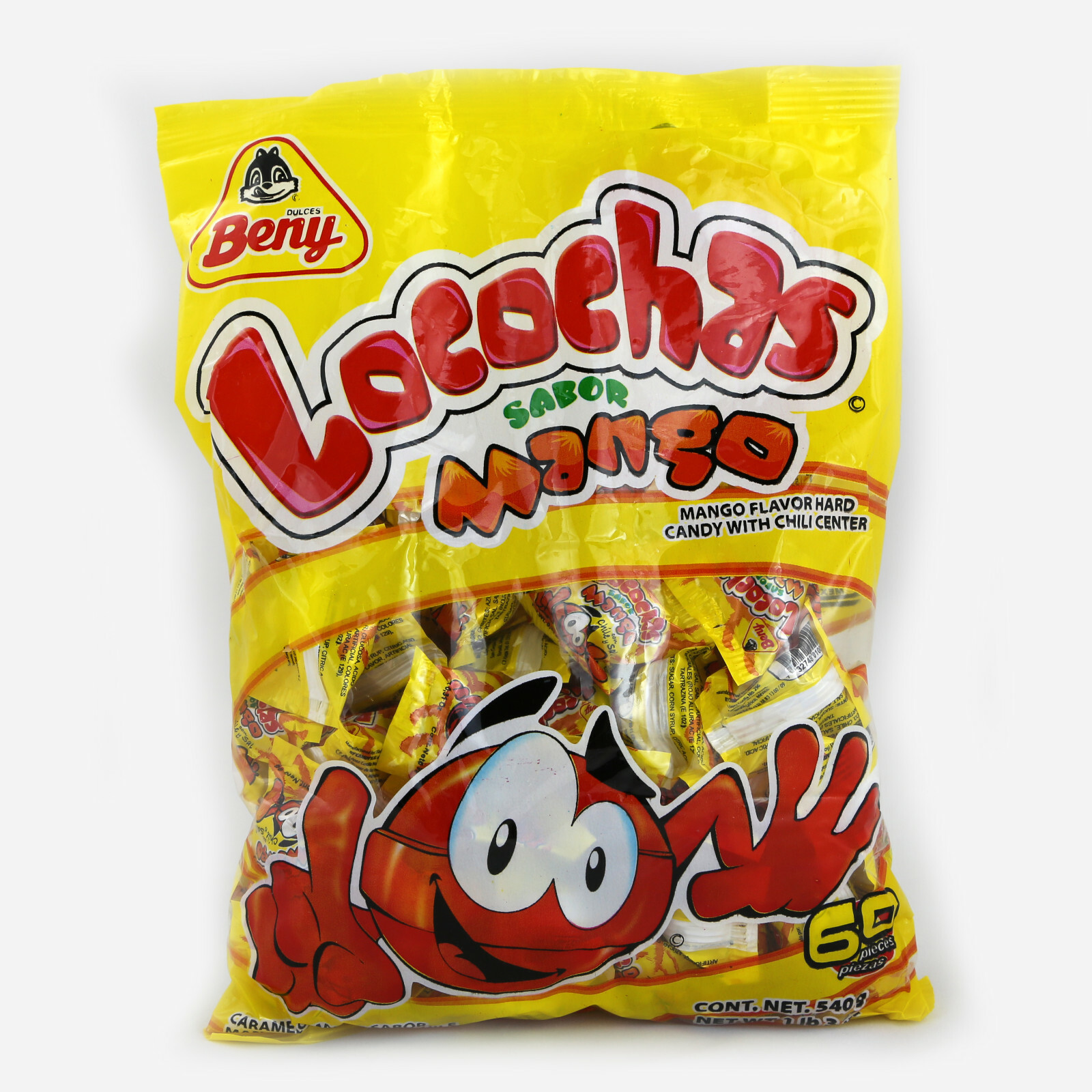 Beny Locochas  flavored hard candy w/ chili center 60ct 1lb .98oz bag 6 flavors