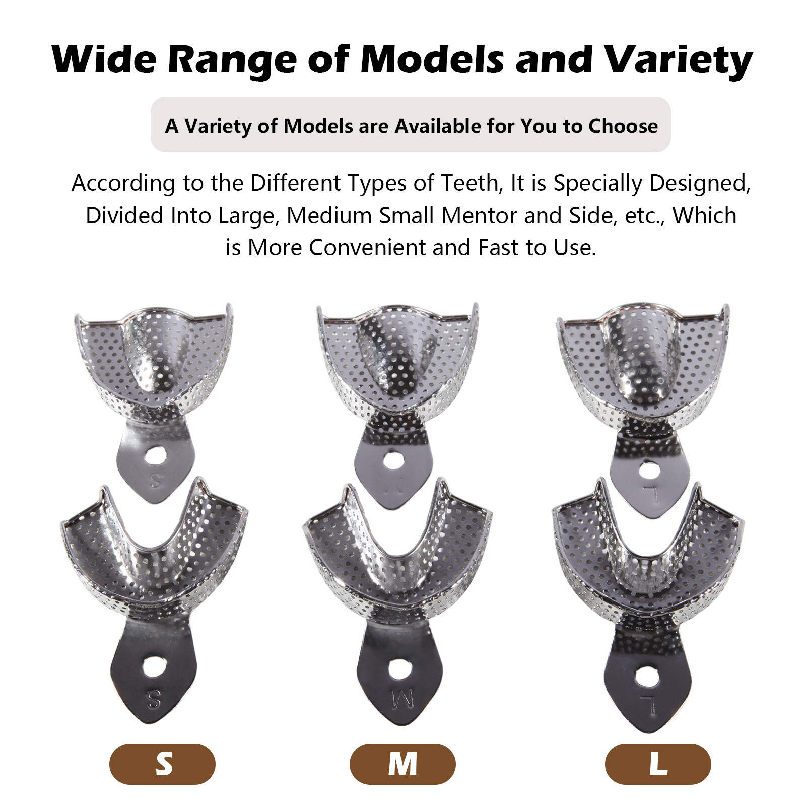 DENTAL STAINLESS STEEL IMPRESSION TRAYS AUTOCLAVABLE SET OF 6 sk