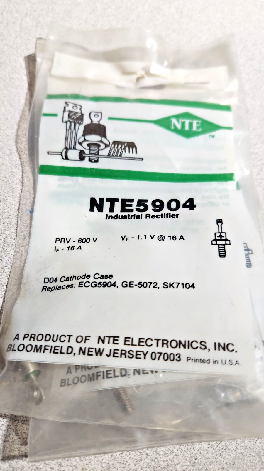 NTE5904 INDUSTRIAL RECTIFIER 600V 16A