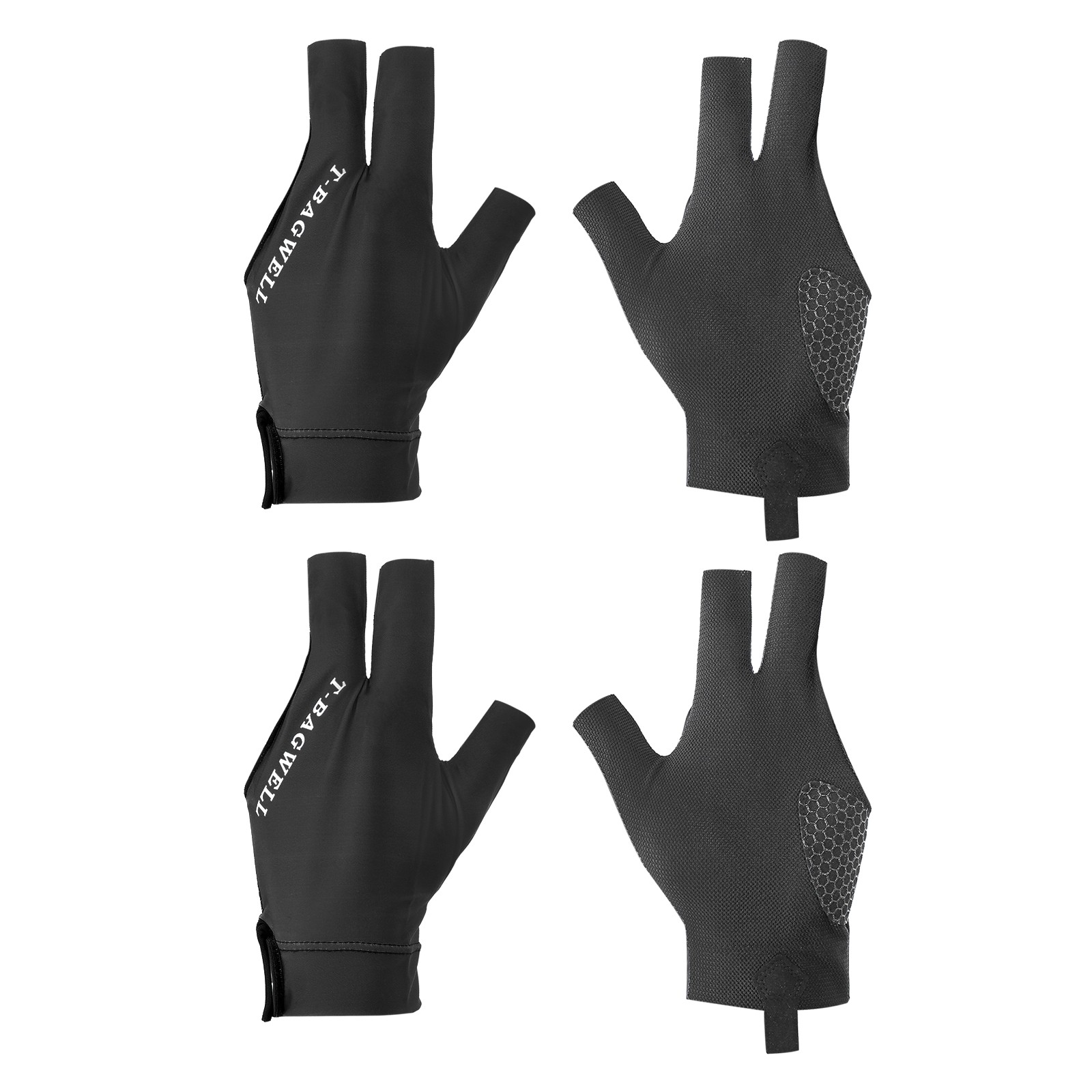 2 Pcs 3 Finger Pool Glove Left Hand Billiard Gloves Pool Cue Accessories Black