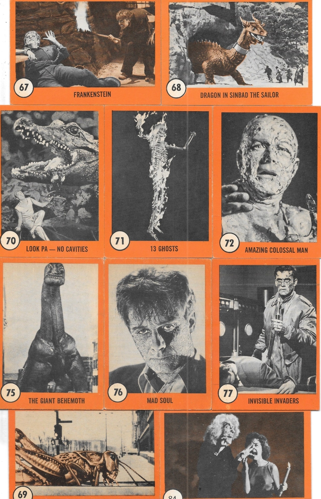 Horror Monster Series 2nd Series Trading Cards Nu-Cards 1961 YOU CHOOSE THE CARD