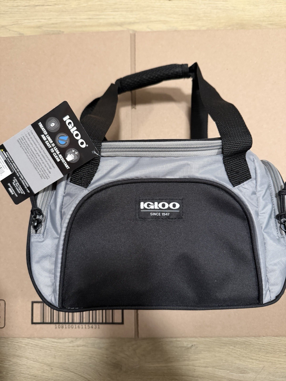 Igloo Duffel Cooler Bag, 16 Can Capacity, Fully Insulated, Black and Gray