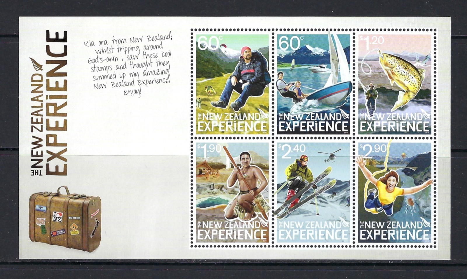 NEW ZEALND #2378a SOUVINER SHEET OF 6 STAMPS, MINT VF, NH