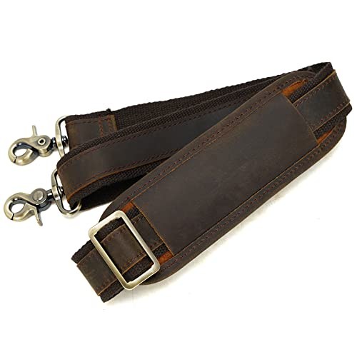 Polare Full Grain Leather Adjustable Replacement Shoulder Strap with Dark Brown
