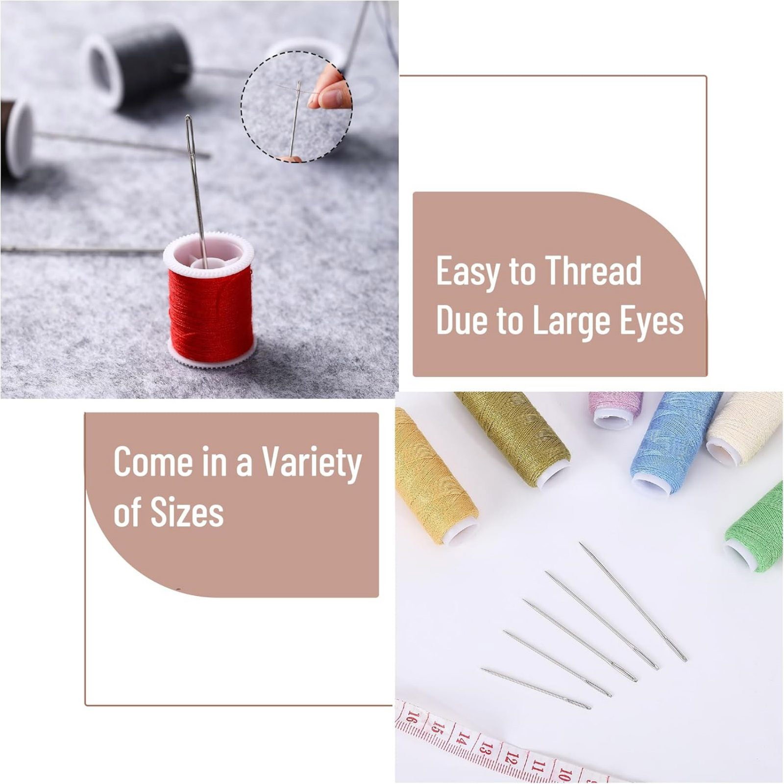 25Pcs Large Eye Needles Stitching Needle Hand Sewing Embroidery Needle With Case