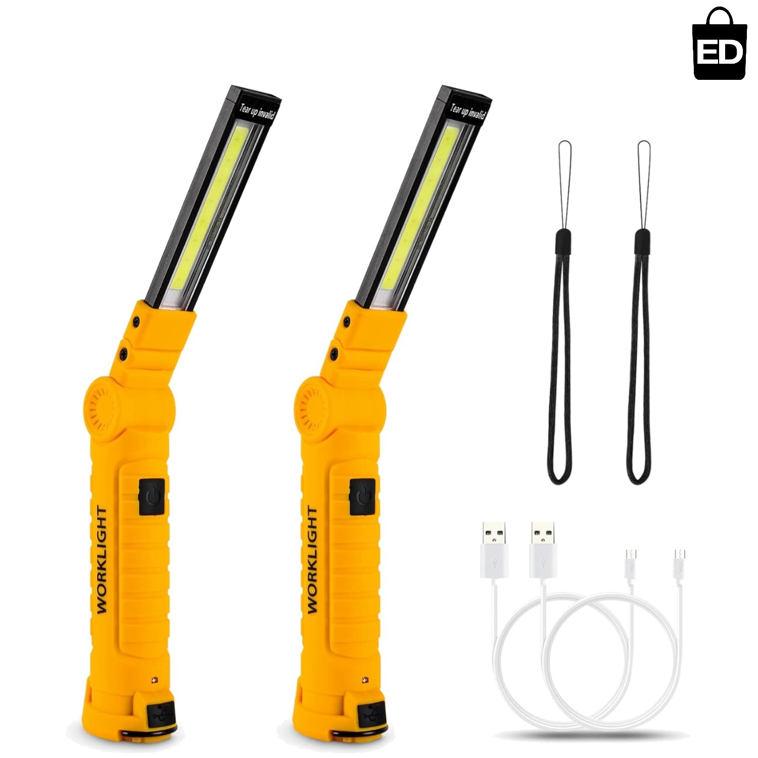 Christmas Gift - Dual Rechargeable LED Work Lights 5 Modes with Magnetic & Hook