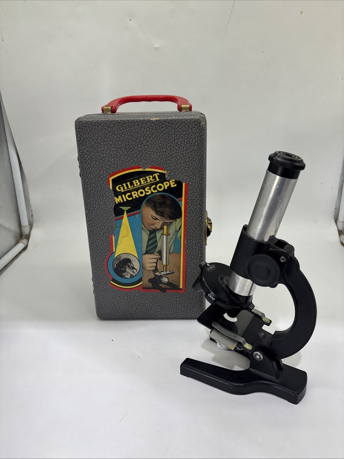 Vintage Gilbert Microscope S-16 W/Case No Accessories Case In Great Shape AS IS