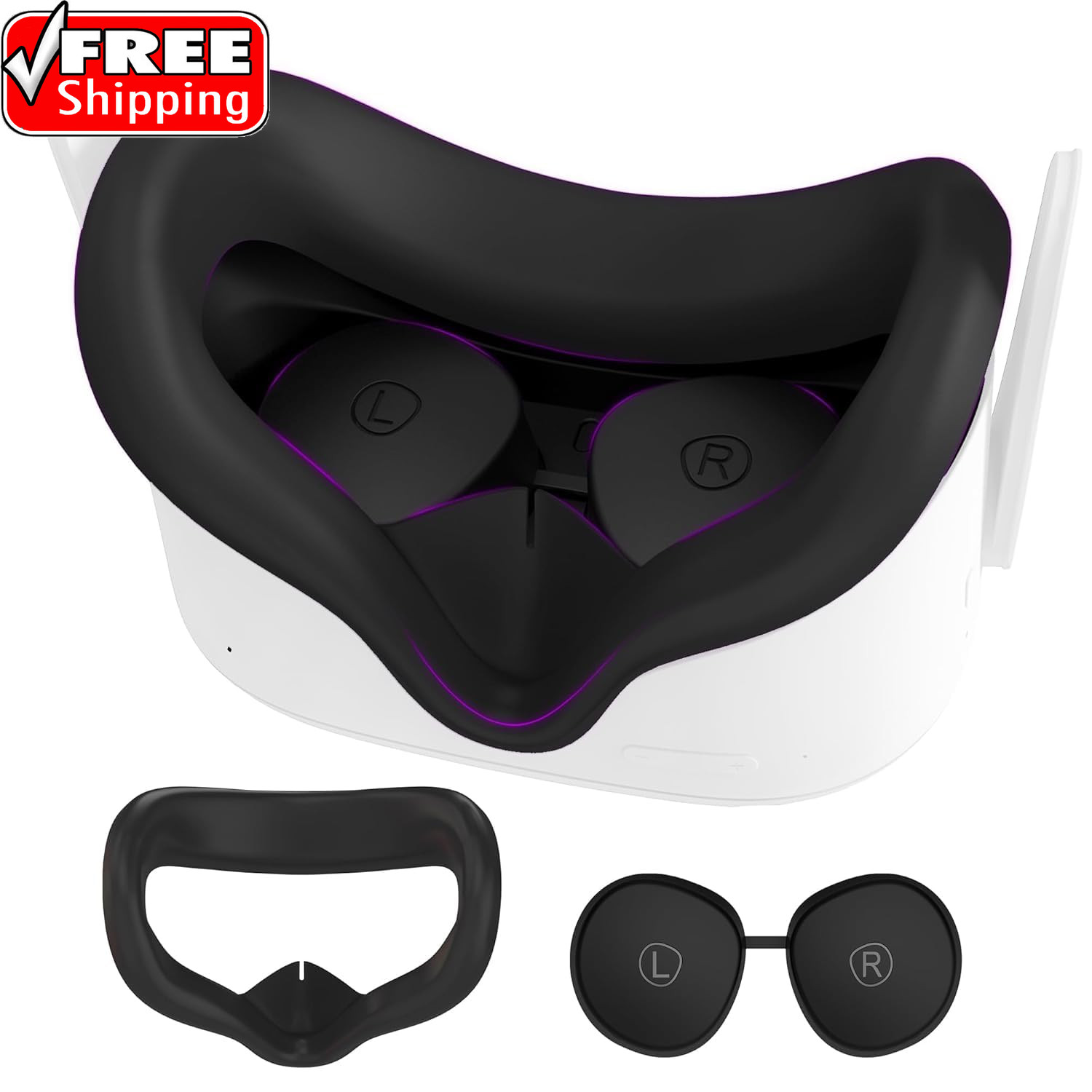 Silicone Face Cover for Meta Quest 2 Standard Facial Interface with Lens Cover W