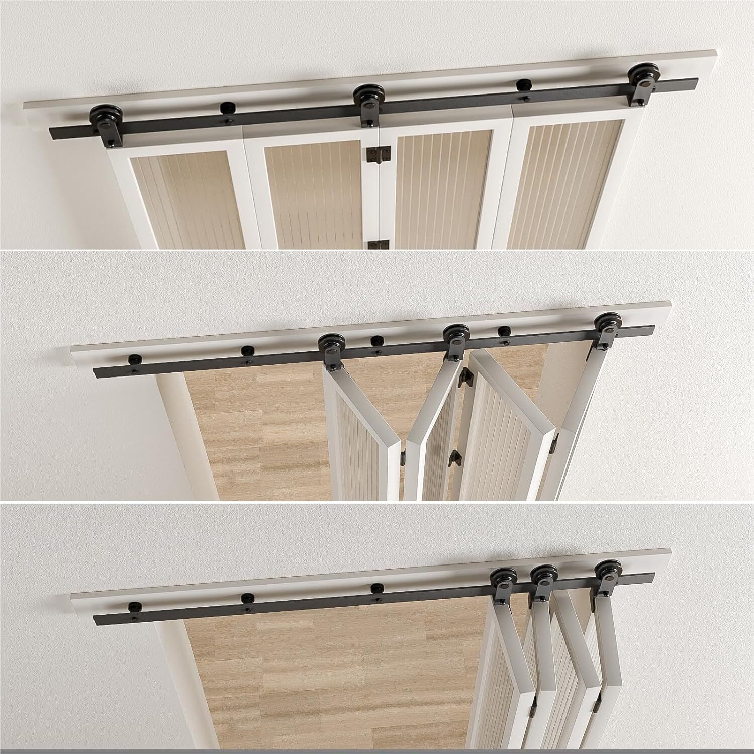 CCJH 5-20FT Bifold Sliding Barn Door Hardware Track Kit for 4/8 Doors,Heavy Duty