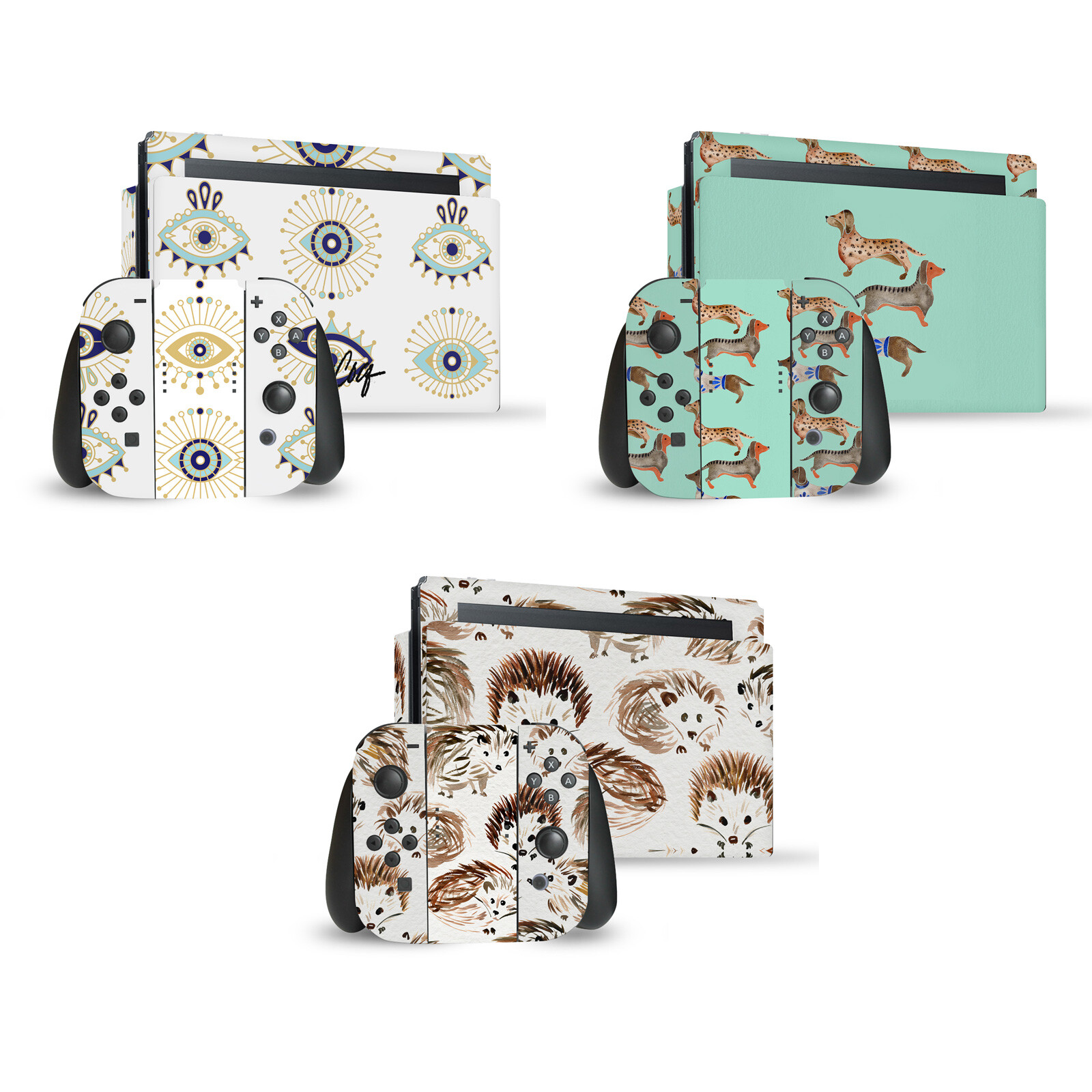 OFFICIAL CAT COQUILLETTE ART MIX VINYL SKIN DECAL FOR NINTENDO SWITCH BUNDLE