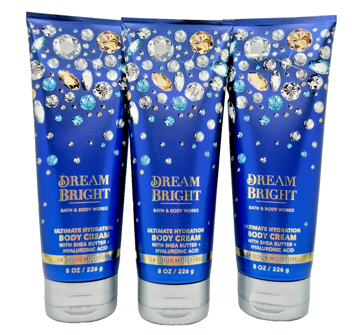 NEW Bath & Body Works LOT of 3 Bottles Dream Bright Body Shea Cream Lotion 8 oz