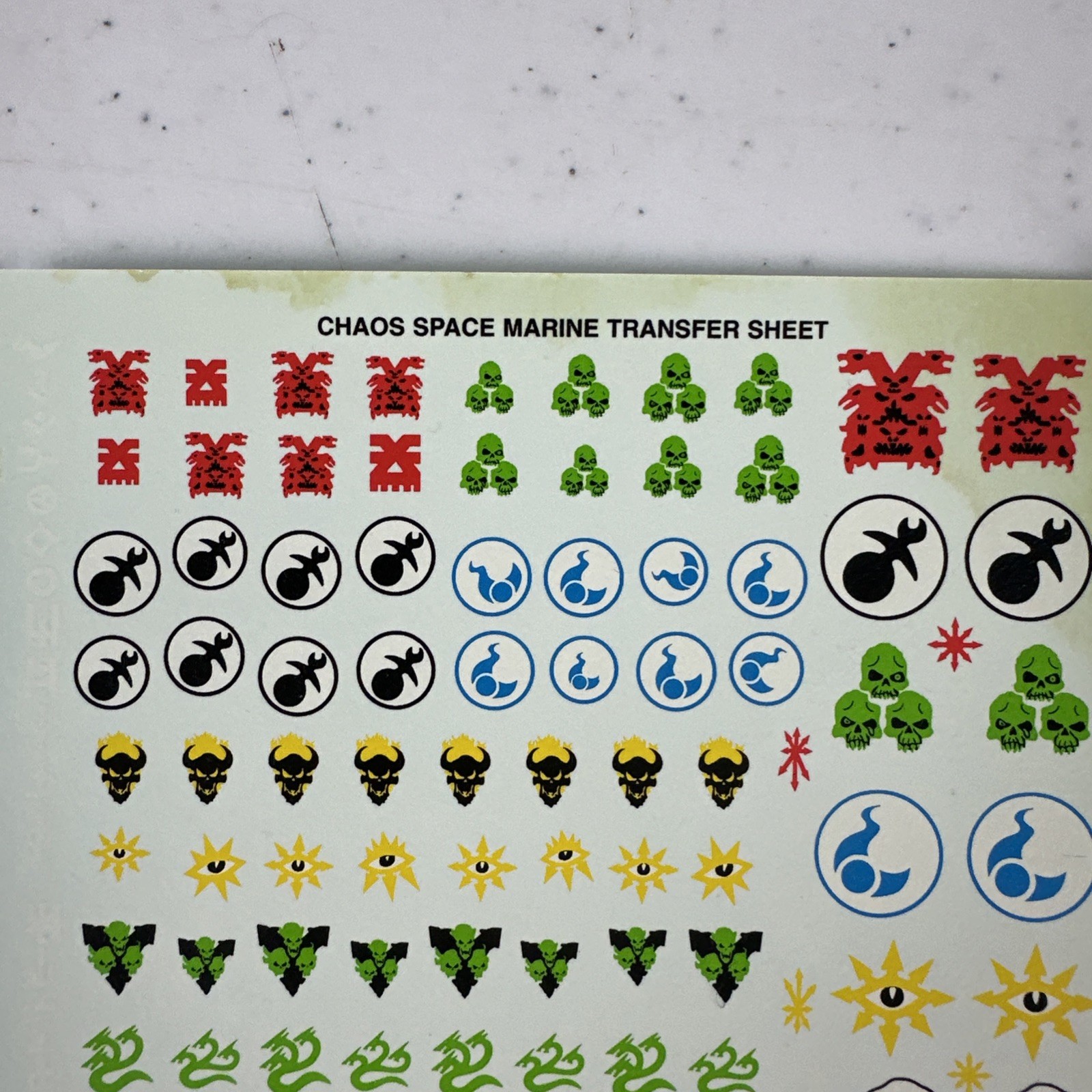 Warhammer 40k Chaos Space Marines transfer sheet - Pre-owned