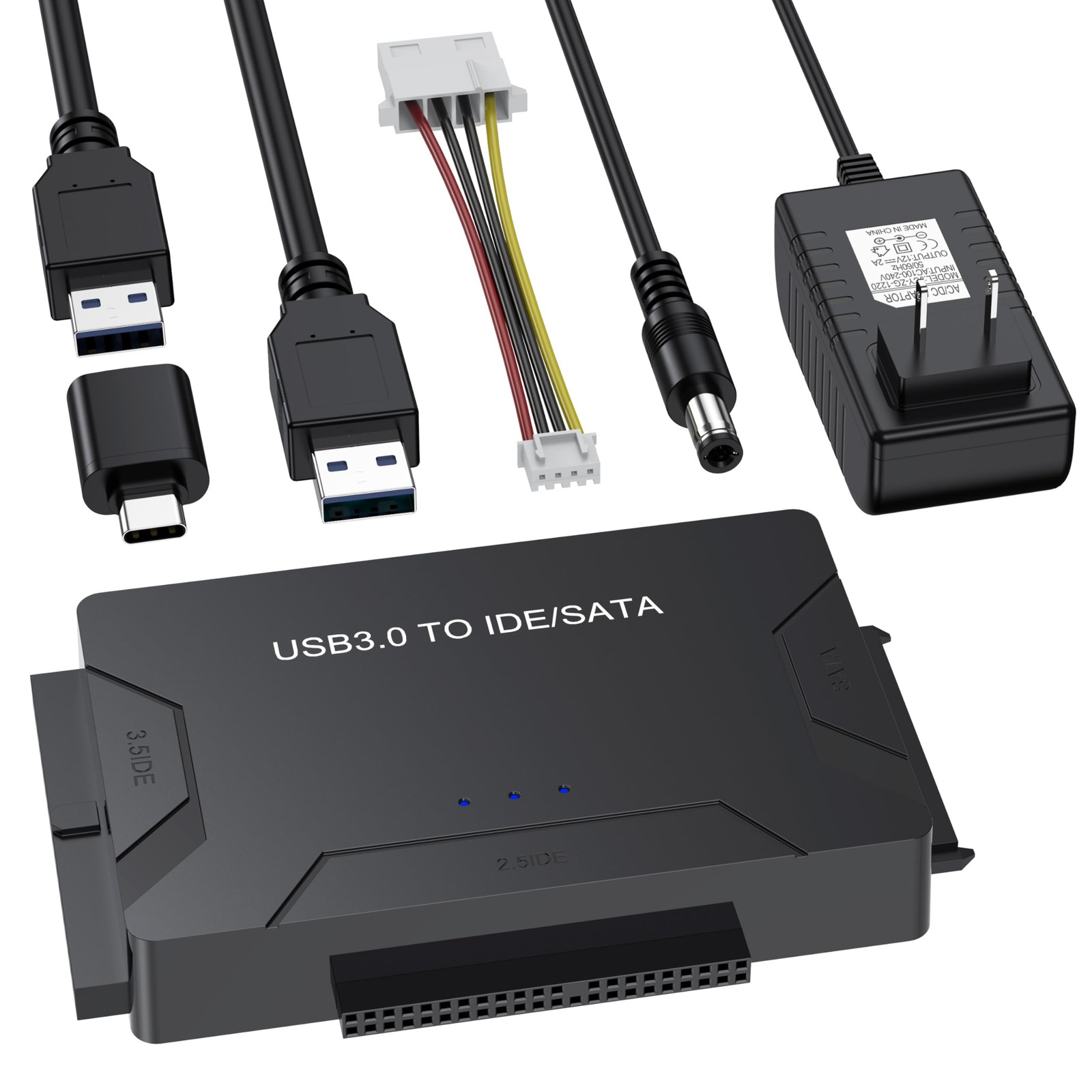Hard Drive Reader USB 3.0 & Type C to SATA IDE Adapter, Internal Data Black