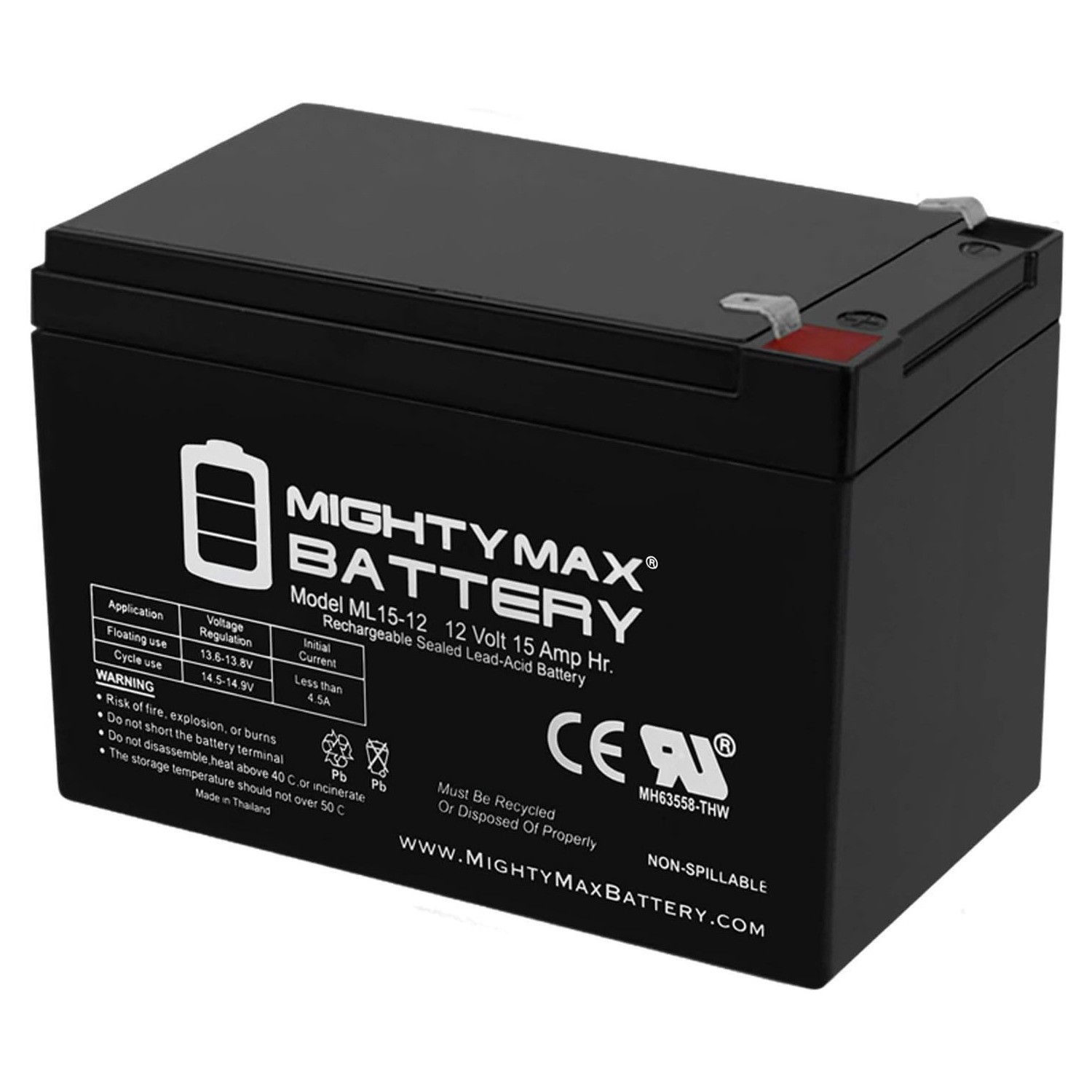 Mighty Max 12V 15AH F2 Replacement Battery works with Power Wheels