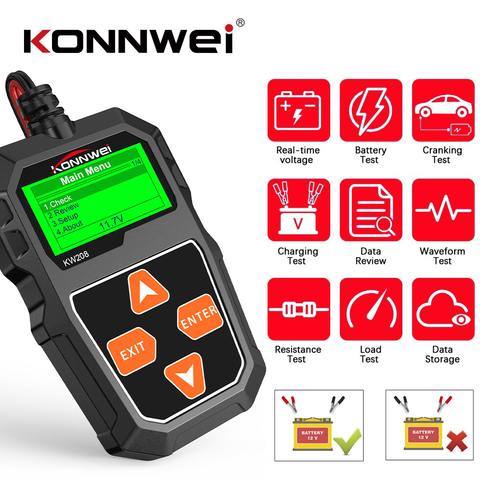 12V Car Battery Tester Digital Auto Analyzer For Car Truck Motorcycle SUV Boat