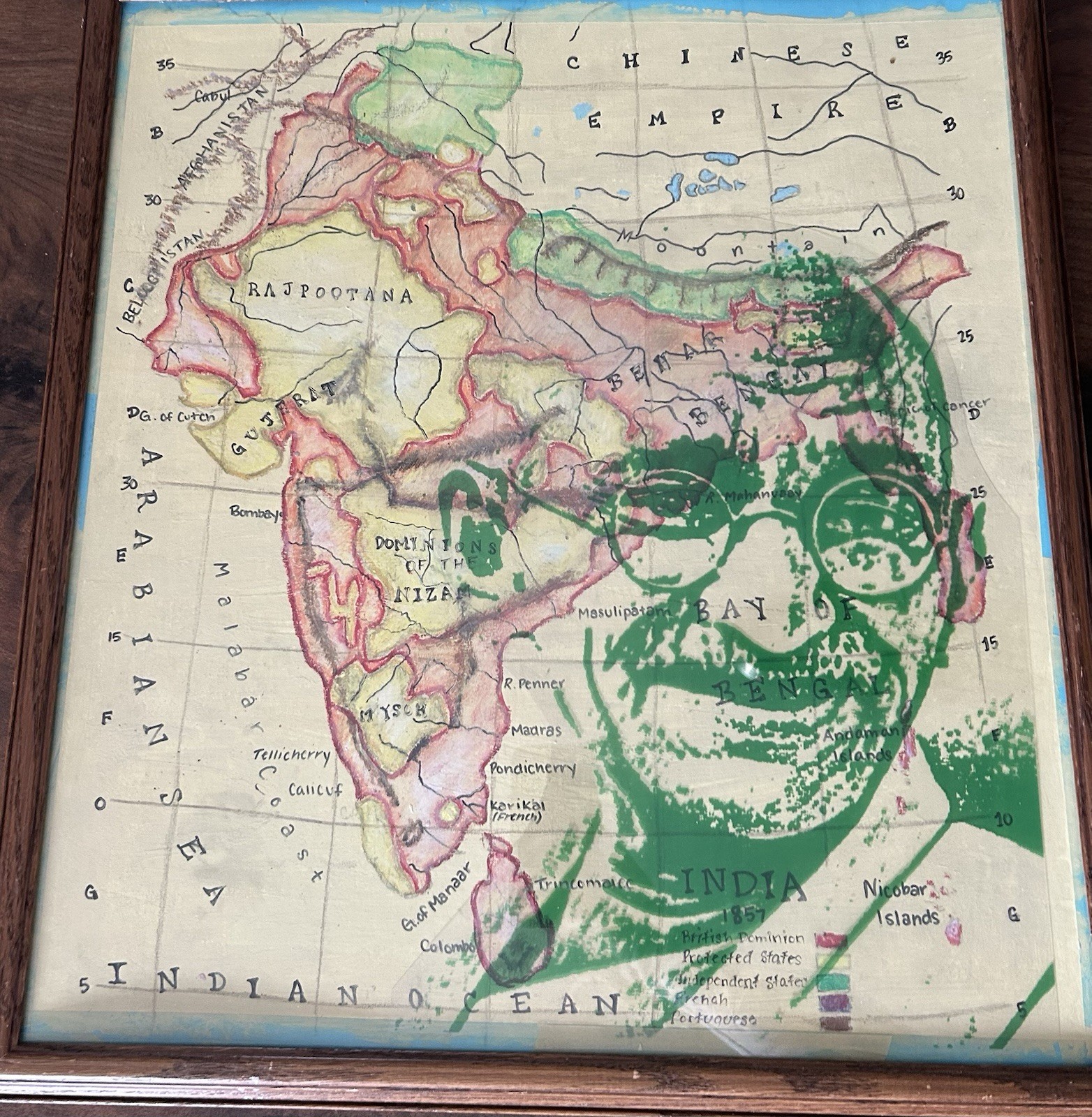 Mahatma Gandhi India Map Artwork
