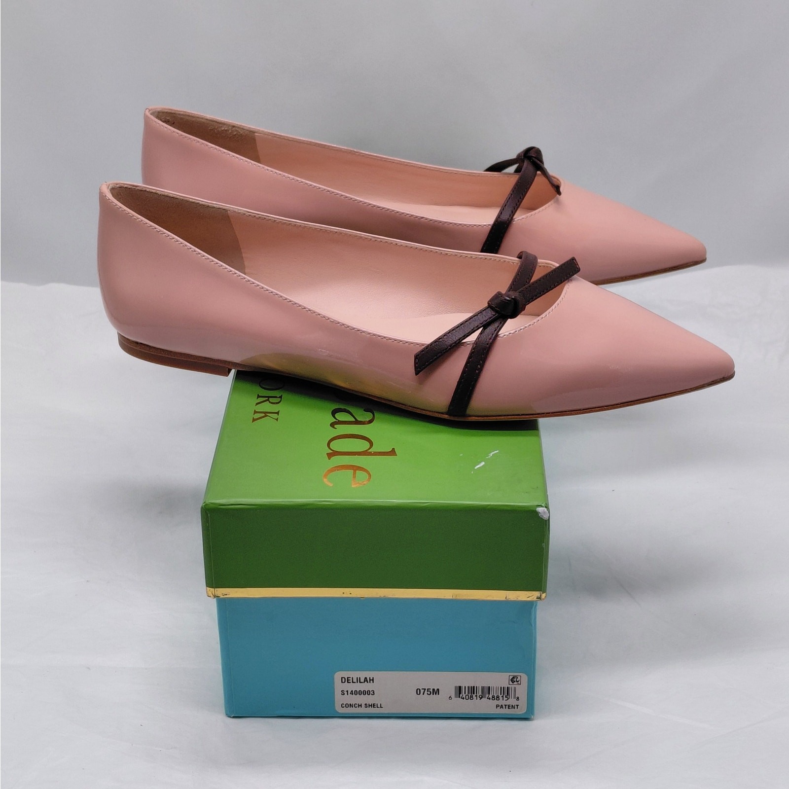 Kate Spade Womens Delilah Ballet Flats Sz 7.5 Pink Patent Dressy Shoes Old Money