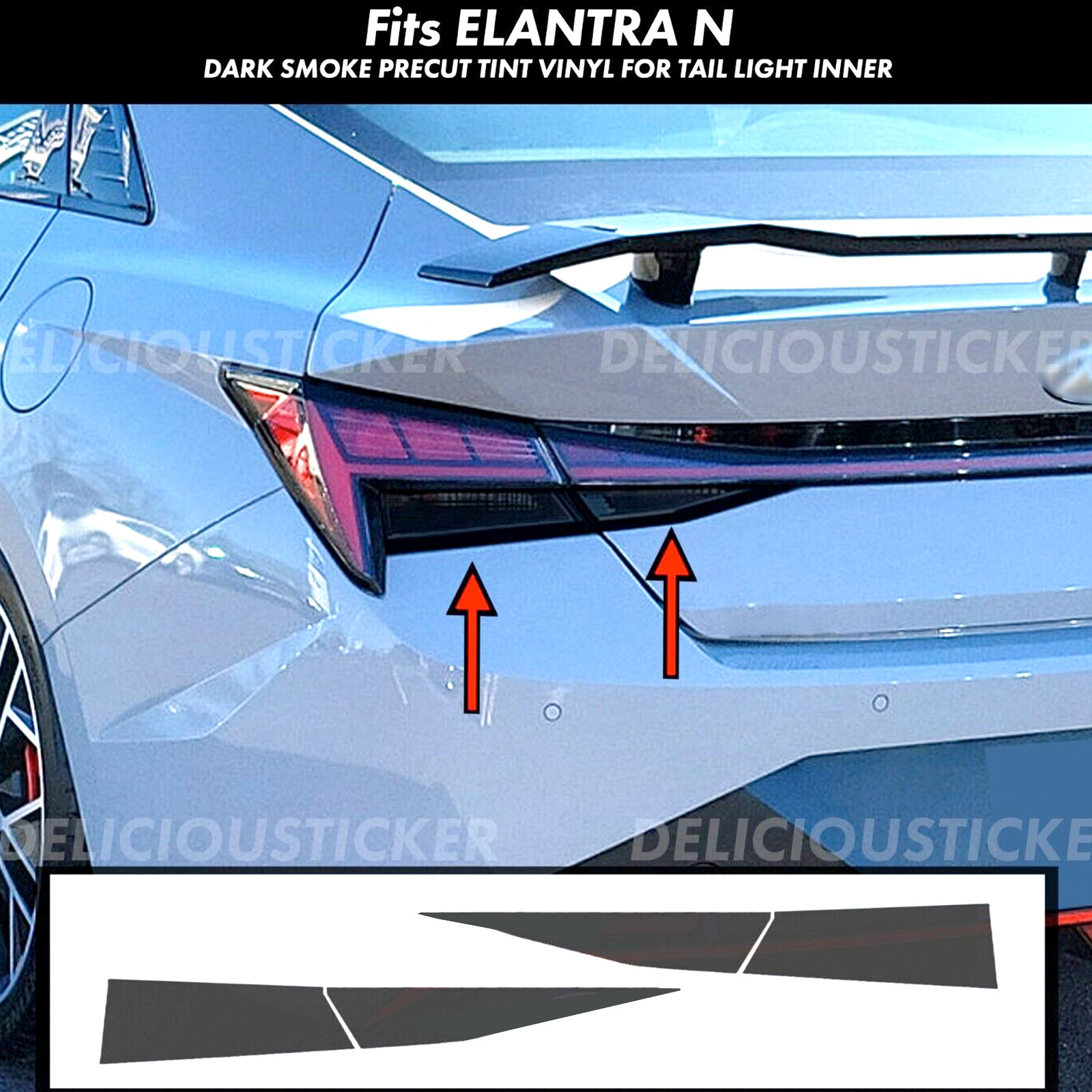 For 2021-2026 Hyundai Elantra N Line Tail Light Rear SMOKE Tint  Decal Vinyl